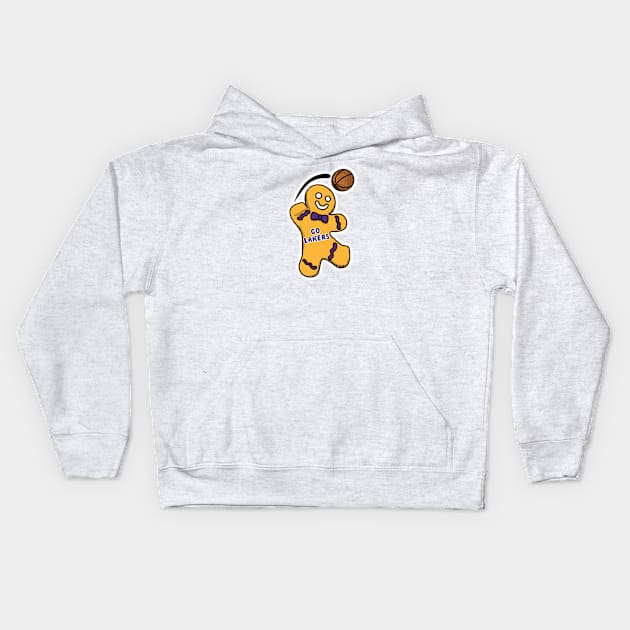 Los Angeles Lakers Gingerbread Man Kids Hoodie by Rad Love